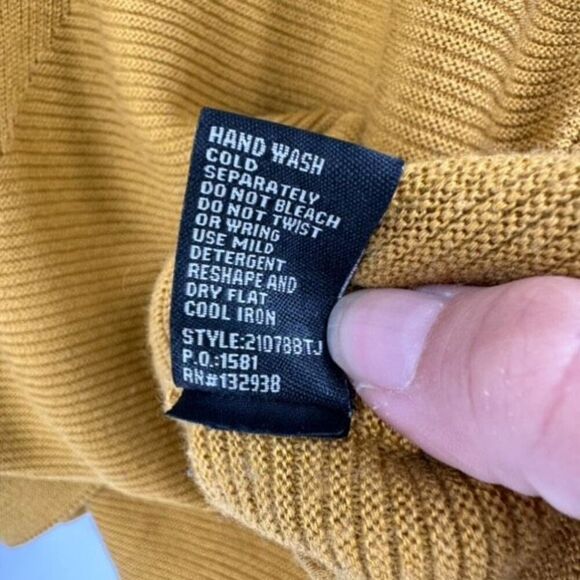 Cliche Women's Knit Wool Ribbed Neck‎ Long Sleeve Pullover Sweater Gold Large - Picture 5 of 10